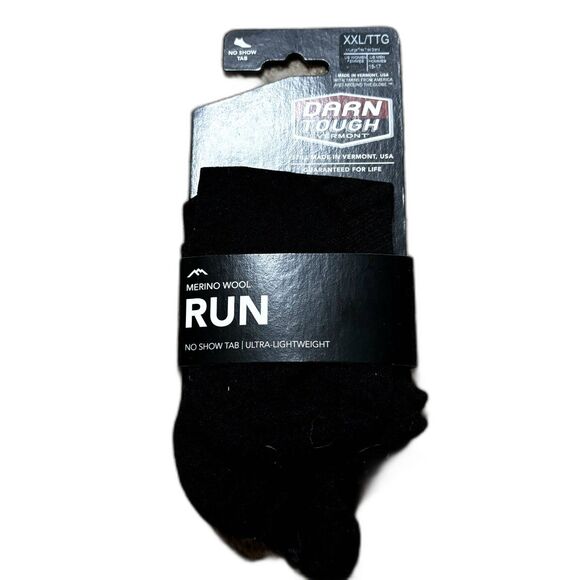 Darn Tough NWT Black Merino Wool No Show Run Socks XXL - Picture 1 of 4
